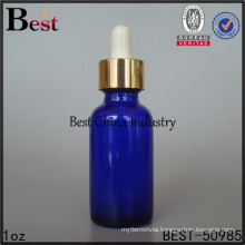 boston glass bottle with dropper, 20/400 neck size, cobalt blue color, 1oz /30ml, round shape, printing service, 1free samples